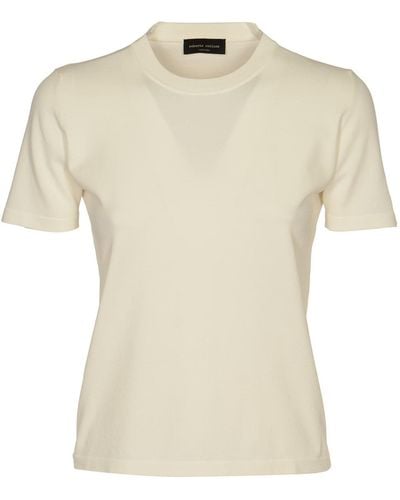 Roberto Collina Round Neck Slim Plain T-Shirt - Natural