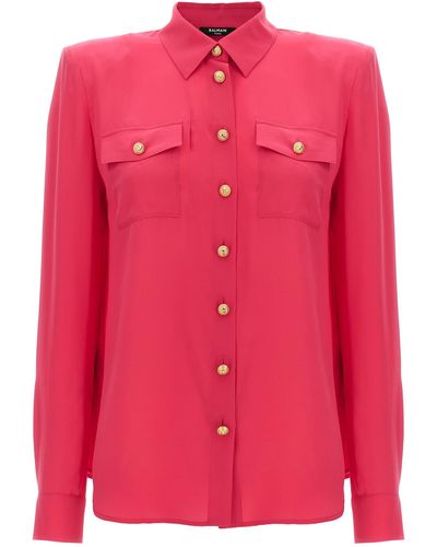 Balmain Logo Button Shirt Shirt, Blouse - Pink