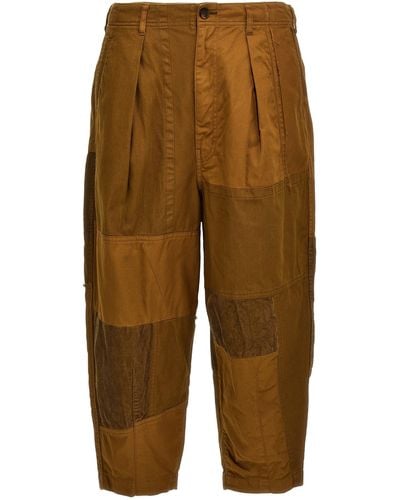 Comme des Garçons Drill With Velvet Inserts Trousers - Brown