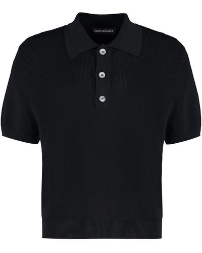 Our Legacy Traditional Knitted Cotton Polo Shirt - Black