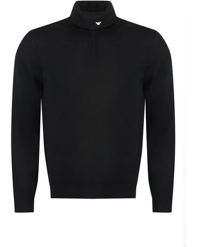 Emporio Armani Virgin Wool Turtleneck Sweater - Black