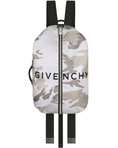 Givenchy Adjustable G-zip Nylon Backpack With Camouflage Print - White