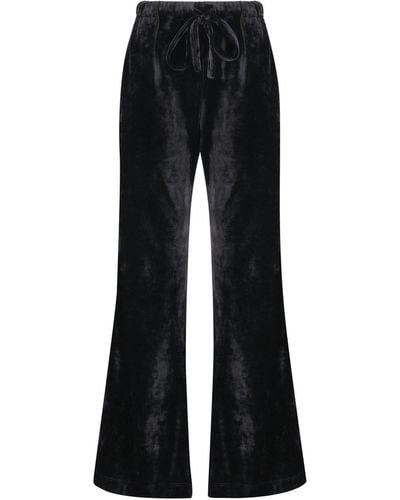 Fendi Wide-leg Drawstring Velvet Pants - Black