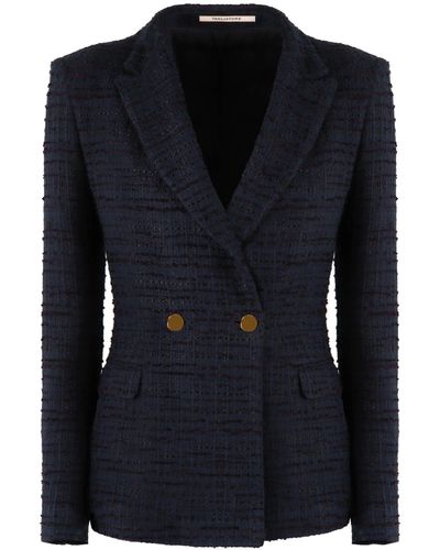 Tagliatore 0205 Cotton Blend Double-Breasted Blazer - Black