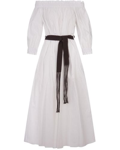 P.A.R.O.S.H. Canyox Maxi Dress With Belt - White