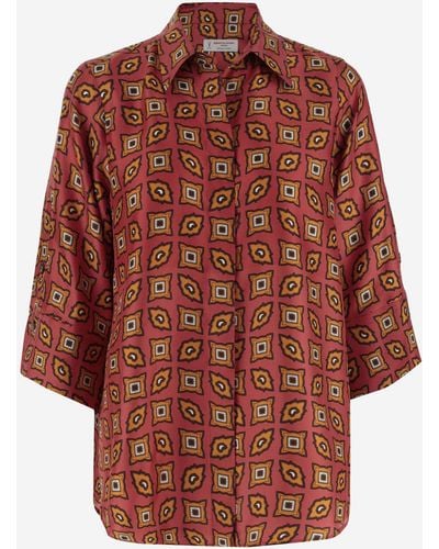 Alberto Biani Silk Shirt With Geometric Pattern - Red