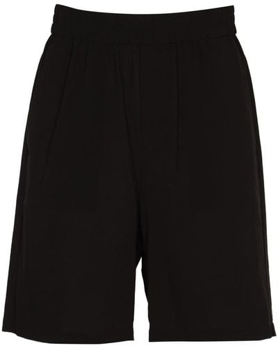 Ami Paris Elastic Waist Plain Shorts - Black