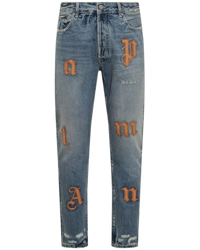 Palm Angels Jeans With Logo - Blue