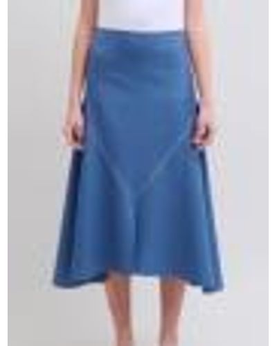 Marni A-Line Wool Midi Skirt - Blue