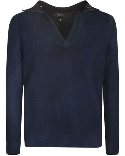 Avant Toi V-Neck Sweater - Blue