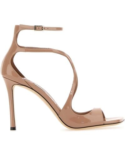 Jimmy Choo Antiqued Leather Azia 95 Sandals - Pink