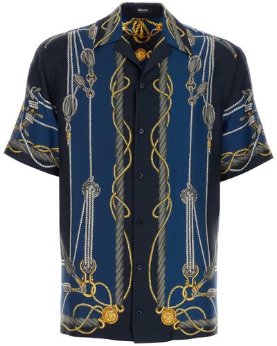 Versace Printed Silk Shirt - Blue
