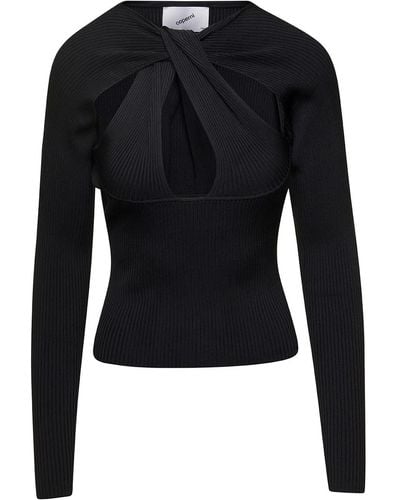 Coperni Long-Sleeve Top With Twisted Cut-Out Detail - Black