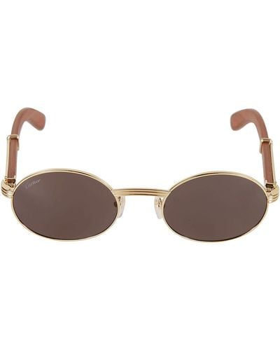 Cartier Logo Round Sunglasses - Brown