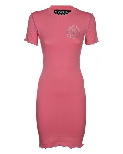 Versace S Vemblem S Thick Foil Dress - Pink
