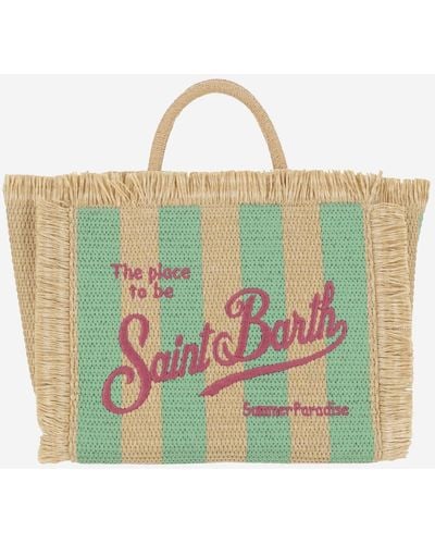 Mc2 Saint Barth Colette Tote Bag With Striped Pattern - Green
