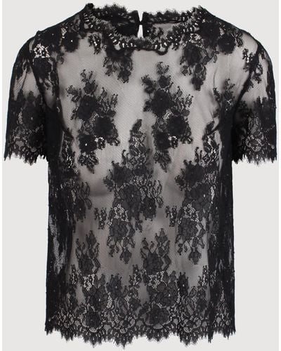 Ermanno Scervino Boxy T-Shirt With Lace - Black