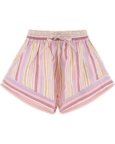 Isabel Marant Embroidered Cotton Thalia Shorts - Pink