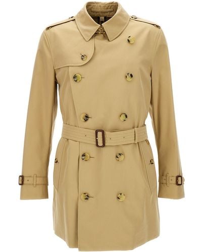 Burberry Kensington Trench Coat With Matching Belt - Natural