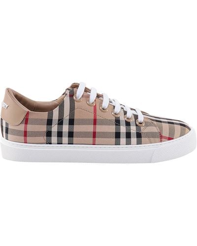 Burberry Check Motif Cotton Trainers - Brown
