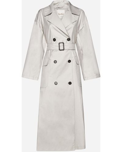 Max Mara Belted Cotton-blend Trench Coat - White