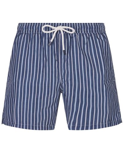 Fedeli Dark Striped Swim Shorts - Blue