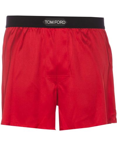 Tom Ford Logo Silk Boxer - Red