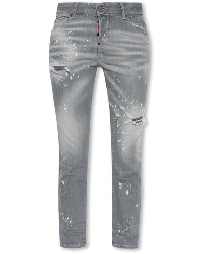 DSquared² Distressed Cropped Jeans - Grey