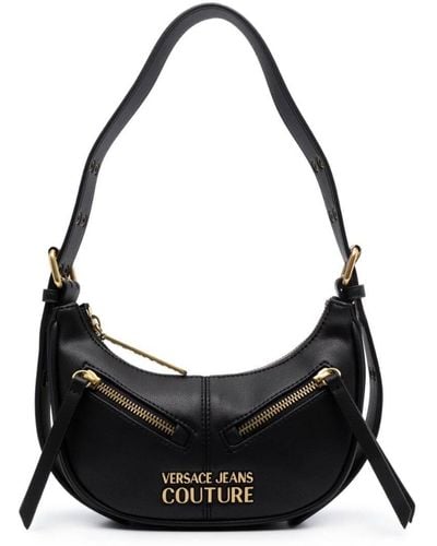 Versace Logo-lettering Faux-leather Shoulder Bag - Black