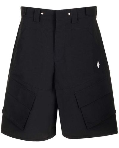 Marcelo Burlon Cargo Bermuda Shorts With Embroidered Cross - Black