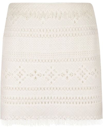 Ermanno Scervino Fringe Edge Pattern Woven Short Skirt - Natural