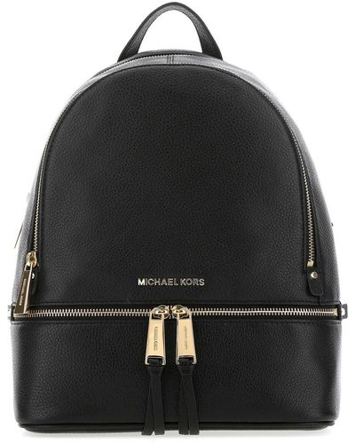 Michael Kors Leather Medium Rhea Backpack - Black