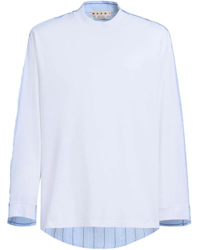 Marni Contrasting Panel-detail Cotton T-shirt - White