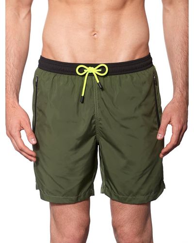 Mc2 Saint Barth Military Light Fabric Zipped Swim Shorts - Green