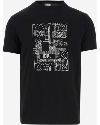 Karl Lagerfeld Stretch Cotton T-Shirt With Logo - Black