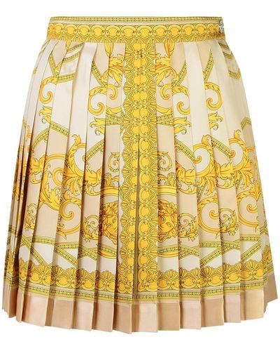 Versace Barocco Silk Skirt - Yellow