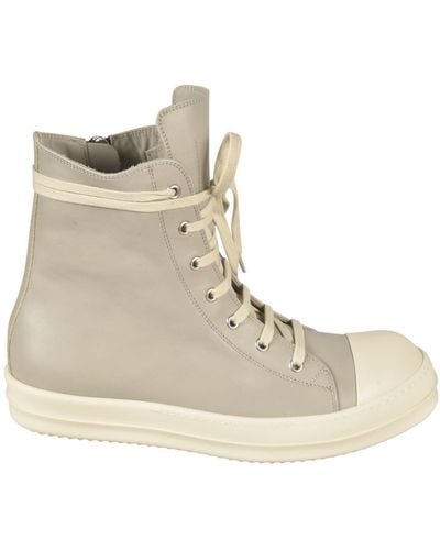 Rick Owens Side Zip High Trainers - Natural