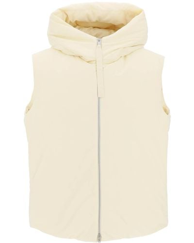 Jil Sander Oversized Hooded Down Vest - Natural