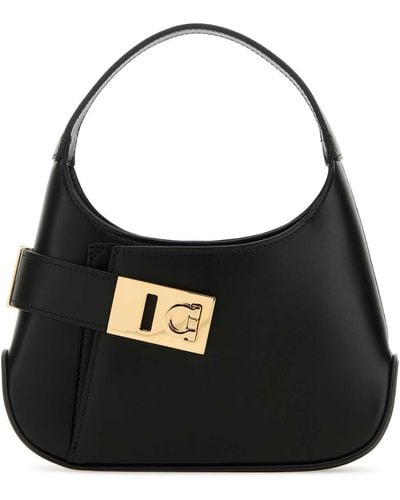 Ferragamo Leather Hobo Mini Handbag - Black