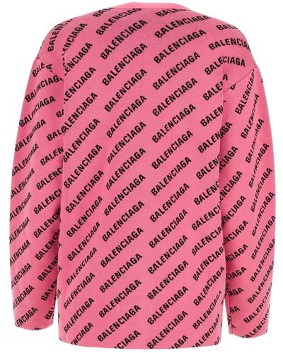 Balenciaga Embroidered Stretch Cotton Blend Oversize Cardigan - Pink