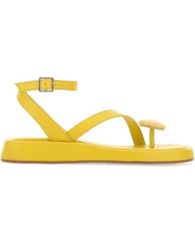 Gia Borghini Leather Rosie 18 Thong Sandals - Yellow