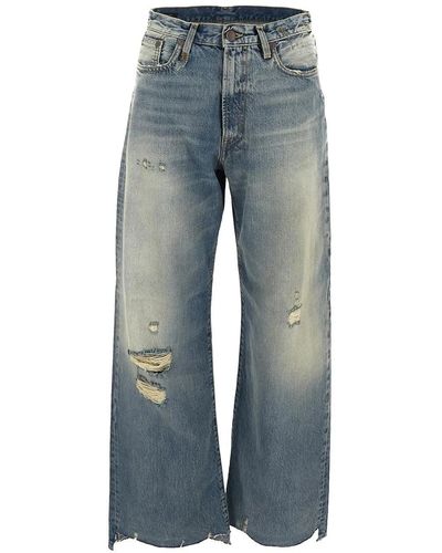 R13 Darcy Loose Jean With Rips - Blue