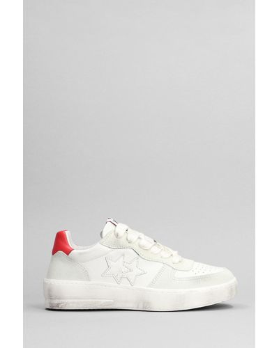 2Star Padel Star Trainers In White Suede And Leather