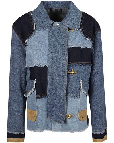 Fay Multi-Patched Denim Jacket - Blue