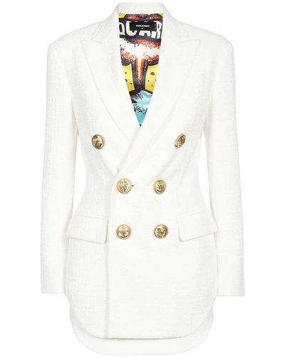 DSquared² Double Breasted Blazer - White