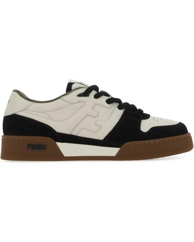 Fendi Leather And Suede Match Sneakers - Black
