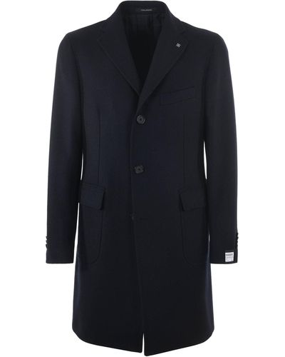 Tagliatore Coat In Wool And Cashmere Blend - Blue