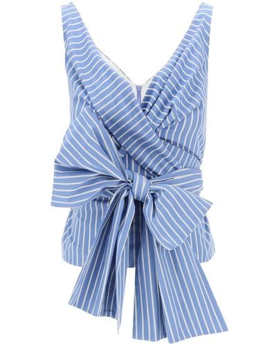 Dries Van Noten Sleeveless Top With Bow - Blue