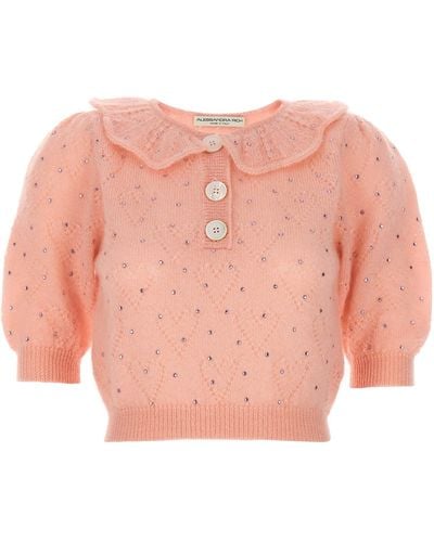 Alessandra Rich Rhinestone Sweater Sweater, Cardigans - Pink