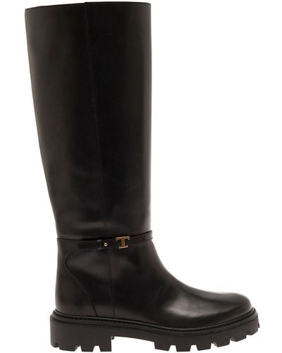 Tod's Leather Knee-high Boots - Black